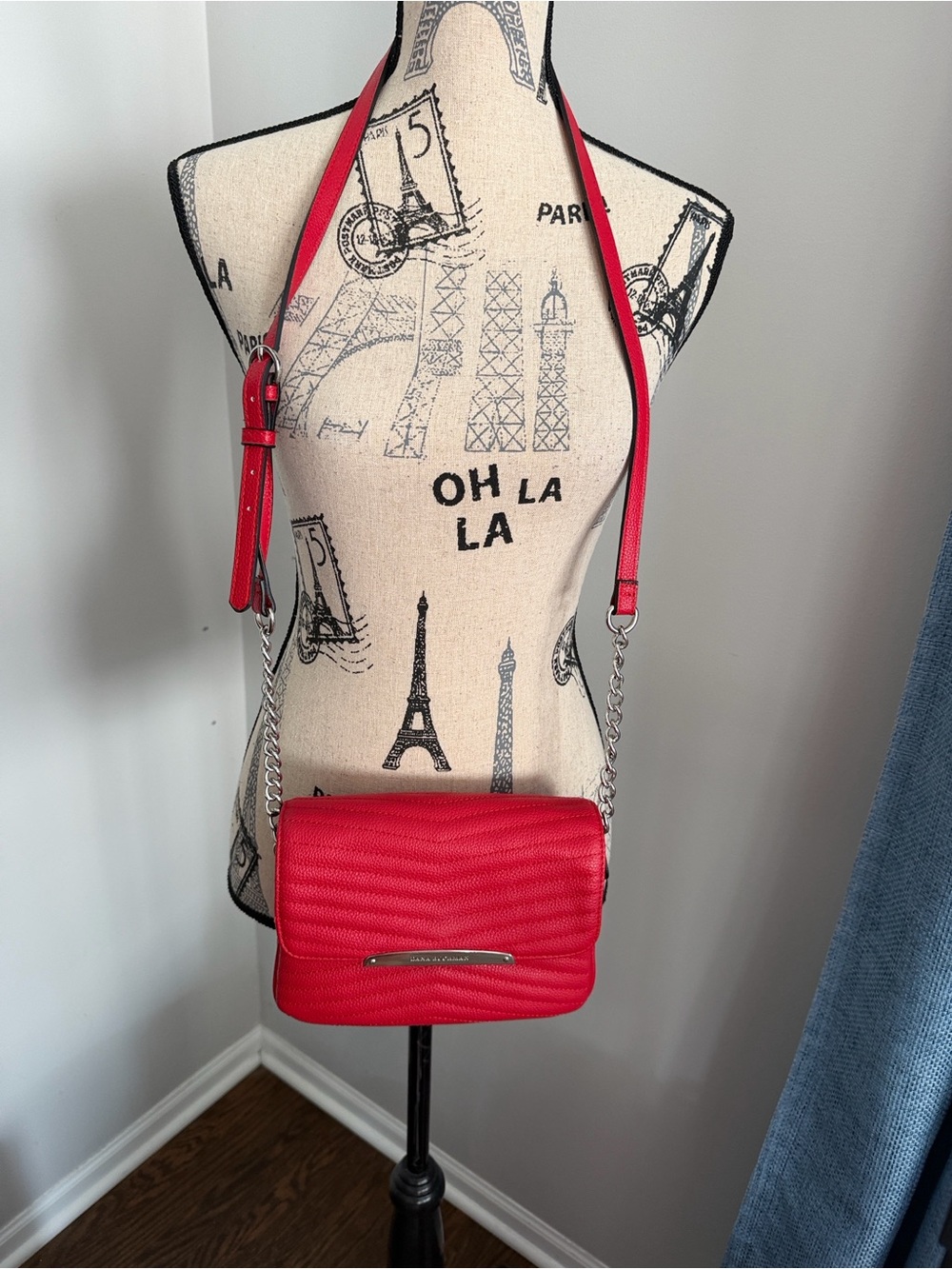 Dana Buchman Red Quilted Crossbody with Chain Accent